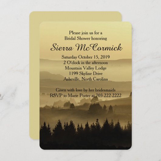 Invitation rustique de Fête de la mariée de (Devant / Derrière)