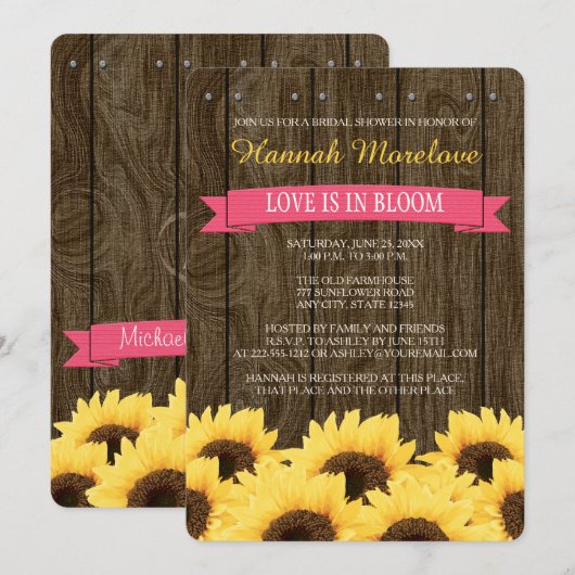 INVITATION RUSTIQUE DE FÊTE DE LA MARIÉE DE (Devant / Derrière)