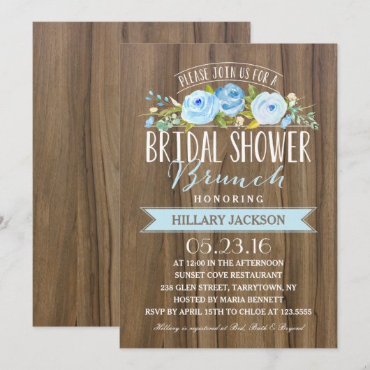 Invitation rustique de Fête de la mariée de la (Devant / Derrière)