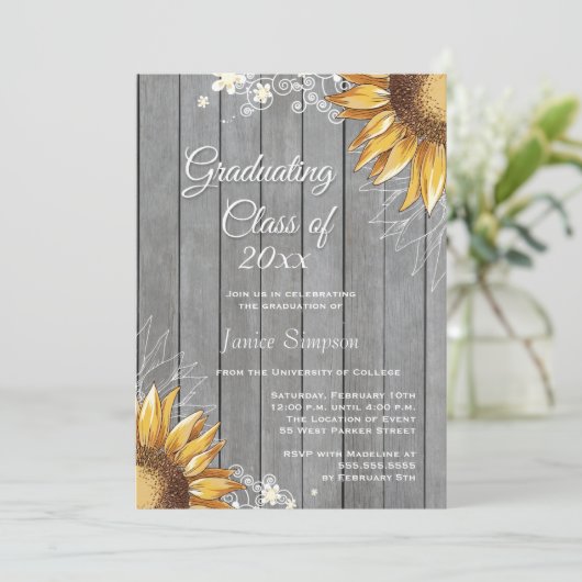 Invitation rustique de fête de remise des diplômes (Debout devant)