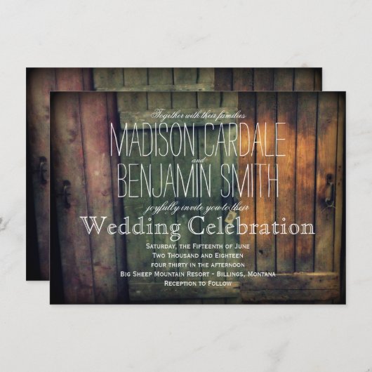 Invitation rustique de mariage campagnard de (Devant / Derrière)