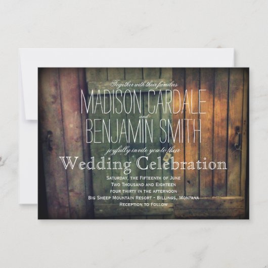Invitation rustique de mariage campagnard de (Devant)
