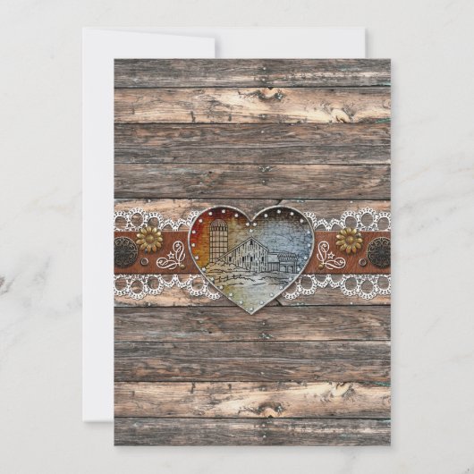 Invitation rustique de mariage campagnard de (Dos)