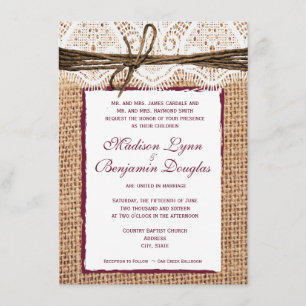 Invitation rustique de mariage de canneberge de