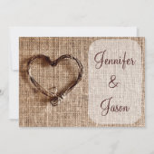 Invitation rustique de mariage de coeur de ficelle (Dos)