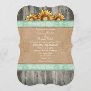Invitation rustique de mariage de tournesol de