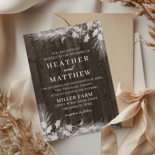 Invitation Rustique de mariage d'hiver