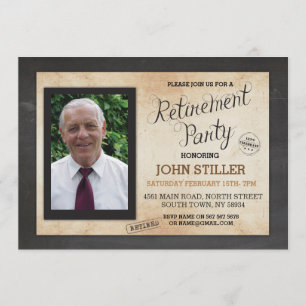 Invitation rustique de partie de craie de photo de