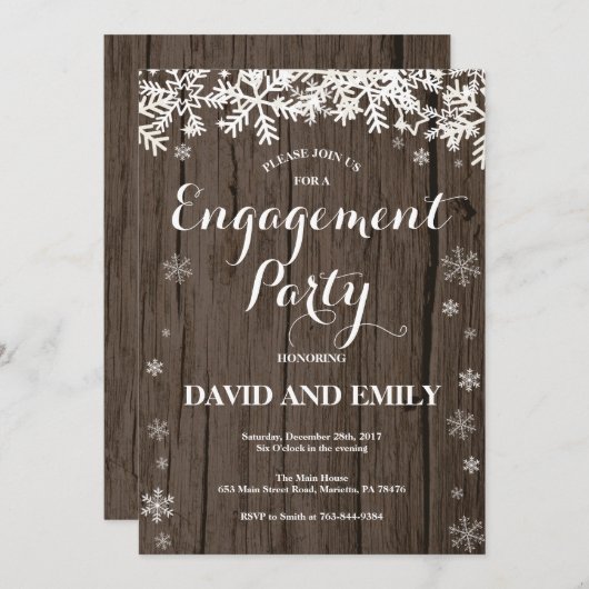 Invitation rustique de partie de fiançailles (Devant / Derrière)