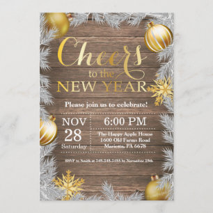 Invitation rustique de partie de soirée du Nouveau