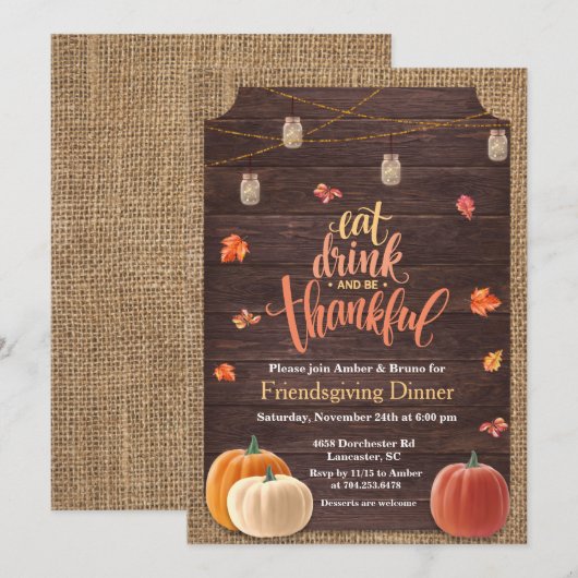 Invitation rustique de pendaison de crémaillère po (Devant / Derrière)