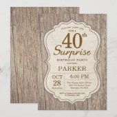 Invitation Rustique de Surprise pour les 40 ans An (Devant / Derrière)