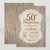 Invitation Rustique de Surprise pour les 50 ans en (Devant / Derrière)