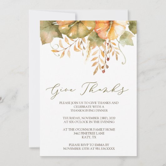 Invitation rustique de thanksgiving d'invitation (Devant)