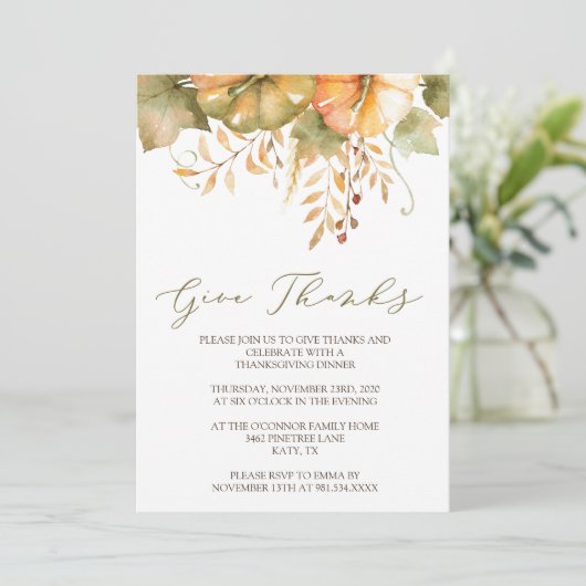 Invitation rustique de thanksgiving d'invitation (Debout devant)