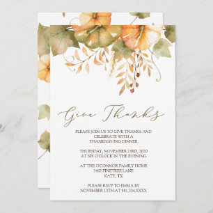 Invitation rustique de thanksgiving d'invitation
