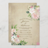 Invitation rustique de wedding shower de rose (Devant / Derrière)