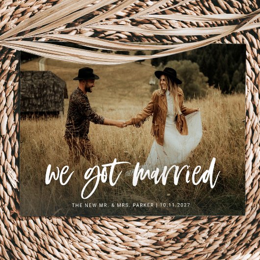 Invitation Rustique Décontracté Script Photo Elopement Faire-