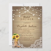 Invitation Rustique, dentelle, bottes de soleil mariage champ (Devant)