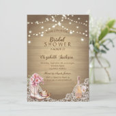 Invitation Rustique, Dentelle, Bottes Fleurs Fête des mariées (Debout devant)