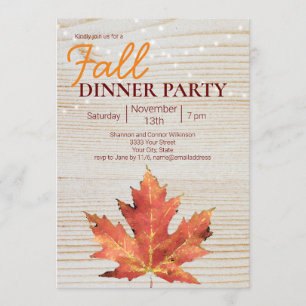 Invitation Rustique Dîner de soirée de cordes Lumières Bois