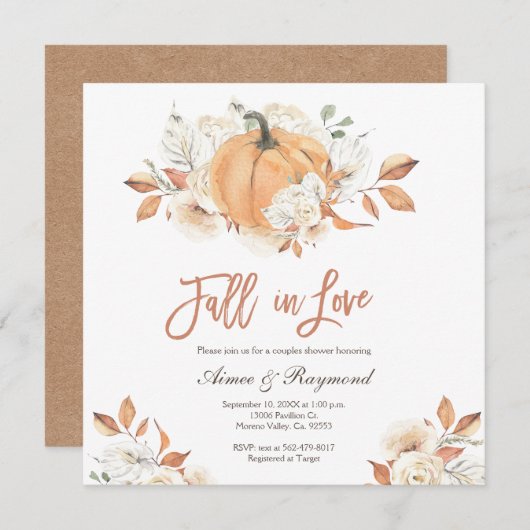 Invitation Rustique Douche Couple Chute Dans Love Fête des ma (Devant / Derrière)