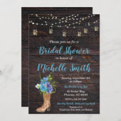 Invitation Rustique Douche nuptiale, Boot, Floral  (Devant / Derrière)