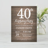 Invitation Rustique du 40e anniversaire (Debout devant)