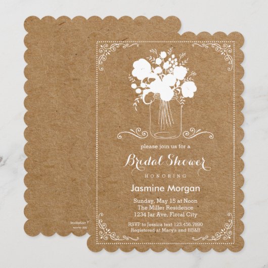 Invitation rustique du jour de mère (Devant / Derrière)