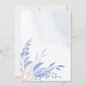 Invitation Rustique Dusty Blue Aquarelle Feuille Mariage or (Dos)