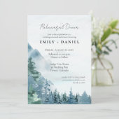 Invitation Rustique Dusty Blue Aquarelle Mariage (Debout devant)