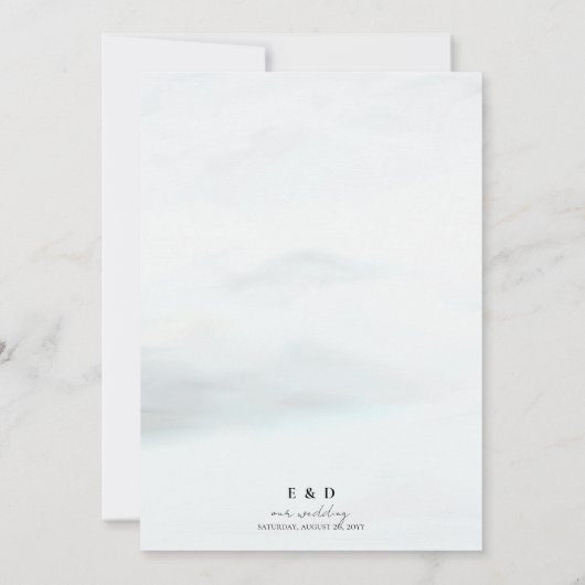 Invitation Rustique Dusty Blue Aquarelle Mariage (Dos)