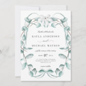 Invitation Rustique Dusty Blue Eucalyptus Mariage de verdure (Devant)