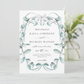 Invitation Rustique Dusty Blue Eucalyptus Mariage de verdure (Debout devant)