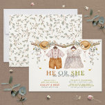 Invitation Rustique Dusty Blue Floral Cottagecore Révélation<br><div class="desc">Bienvenue à la révélation parfaite du genre - rustique, joli et unique. Cette magnifique Rustique Dusty Blue Floral Cottagecore Genre Reveal Invitation prépare le terrain pour un événement mémorable avec ses visuels charmants et ses détails réfléchis. Des vêtements de bébé faits à la main accrochés à une brindille de verdure,...</div>