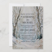 Invitation Rustique Dusty Blue Winter Forest Mariage d'aquare (Devant)