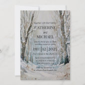 Invitation Rustique Dusty Blue Winter Forest Mariage d'aquare (Devant)