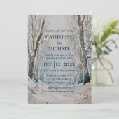Invitation Rustique Dusty Blue Winter Forest Mariage d'aquare (Debout devant)