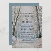 Invitation Rustique Dusty Blue Winter Forest Mariage d'aquare (Devant / Derrière)