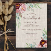 Invitation Rustique Dusty Rose Boho aquarelle Floral verdure