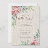 Invitation Rustique Dusty Rose Boho Aquarelle Florale (Devant)