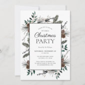 Invitation Rustique Dusty Winter Watercolor fête de Noël (Devant)