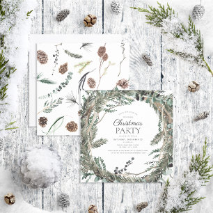 Invitation Rustique Dusty Winter Wreath Christmas Party