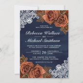 Invitation Rustique Earthy Dusty Rose Mariage de marine (Devant)