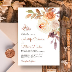 Invitation Rustique Earthy Floral Bouquet Mariage islamique