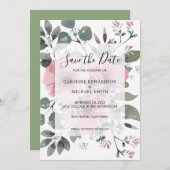 Invitation Rustique élégant aquarelle floral Enregistrer la d (Devant / Derrière)