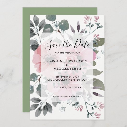 Invitation Rustique élégant aquarelle floral Enregistrer la d (Devant / Derrière)