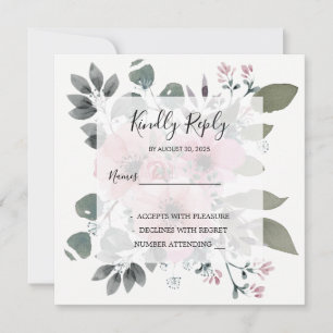 Invitation Rustique élégant aquarelle florale mariage RSVP