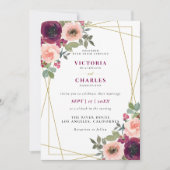 Invitation Rustique Elégant Bleu Aquarelle Floral Mariage (Devant)