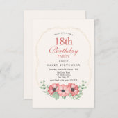 Invitation Rustique Elégant Blush Rose Floral 18e anniversair (Devant / Derrière)